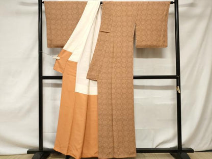 平和屋着物■上質な小紋　絵皿花文　鬼しぼ縮緬　正絹　逸品　CAAZ5214ev