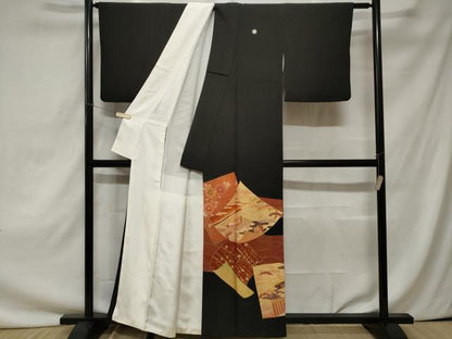 平和屋着物■豪華黒留袖 駒刺繍 色紙重ね風景文 金彩 正絹 逸品 CAAZ5243ev