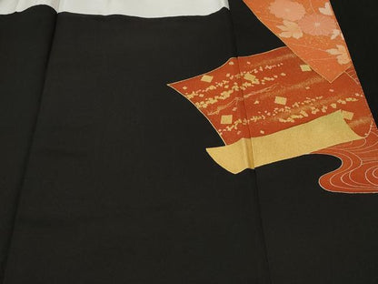平和屋着物■豪華黒留袖 駒刺繍 色紙重ね風景文 金彩 正絹 逸品 CAAZ5243ev