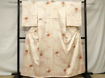 平和屋着物■上質な小紋　芝草松皮菱草花文　金彩　正絹　逸品　CAAZ5249ev