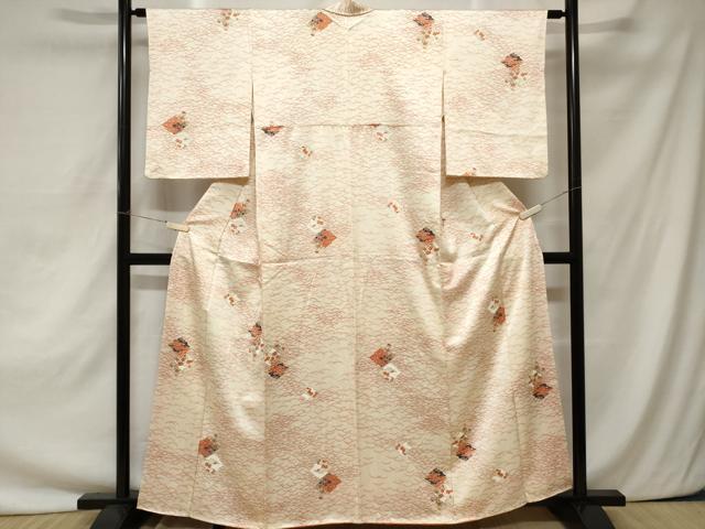 平和屋着物■上質な小紋　芝草松皮菱草花文　金彩　正絹　逸品　CAAZ5249ev