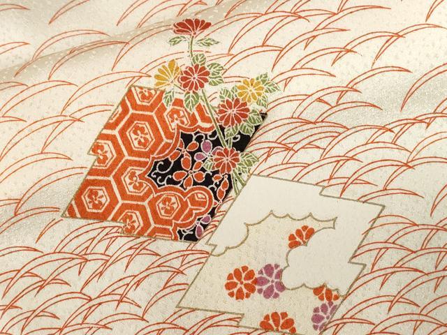 平和屋着物■上質な小紋　芝草松皮菱草花文　金彩　正絹　逸品　CAAZ5249ev