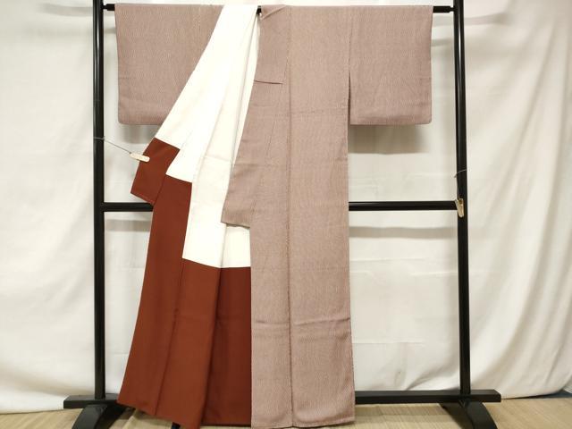 平和屋着物■上質な小紋　よろけ縞　正絹　逸品　CAAZ5268ev