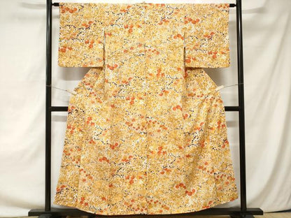 平和屋着物■上質な小紋　草花文　金彩　正絹　逸品　CAAZ5300ev