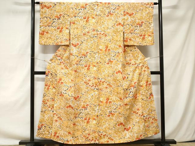 平和屋着物■上質な小紋　草花文　金彩　正絹　逸品　CAAZ5300ev