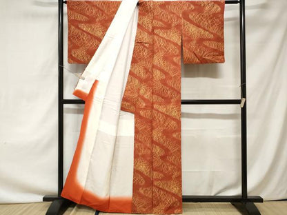 平和屋着物■上質な小紋　流水に芒　正絹　逸品　CAAZ5306ev