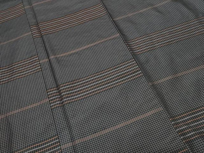 平和屋着物■上質な紬 格子横段文 正絹 逸品 CAAZ5319ev