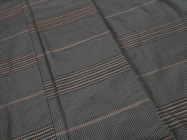 平和屋着物■上質な紬 格子横段文 正絹 逸品 CAAZ5319ev