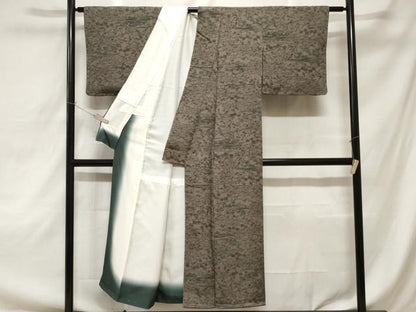 平和屋着物■上質な小紋　型染め　風景文　鬼しぼ縮緬　正絹　逸品　CAAZ5358ev