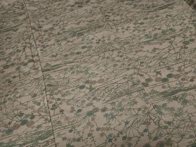 平和屋着物■上質な小紋　型染め　風景文　鬼しぼ縮緬　正絹　逸品　CAAZ5358ev