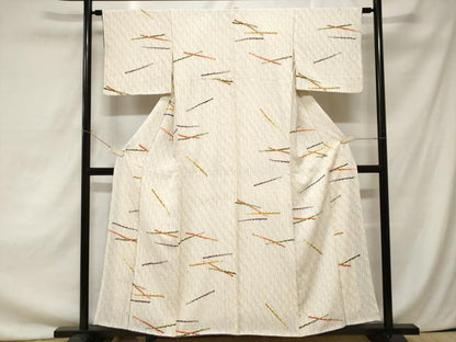 平和屋着物■上質な小紋　横笛花文　金彩　鬼しぼ縮緬　正絹　逸品　CAAZ5395ev