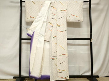 平和屋着物■上質な小紋　横笛花文　金彩　鬼しぼ縮緬　正絹　逸品　CAAZ5395ev