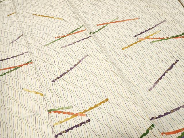 平和屋着物■上質な小紋　横笛花文　金彩　鬼しぼ縮緬　正絹　逸品　CAAZ5395ev