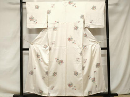 平和屋着物■上質な小紋　色紙重ね花車舞蝶文　正絹　逸品　CAAZ5404ev