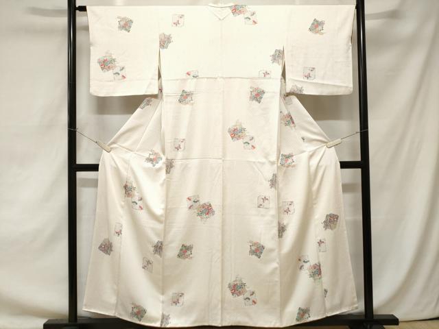 平和屋着物■上質な小紋　色紙重ね花車舞蝶文　正絹　逸品　CAAZ5404ev