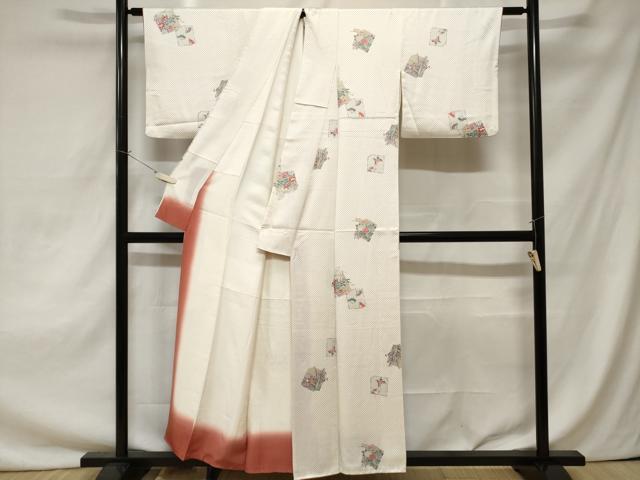 平和屋着物■上質な小紋　色紙重ね花車舞蝶文　正絹　逸品　CAAZ5404ev