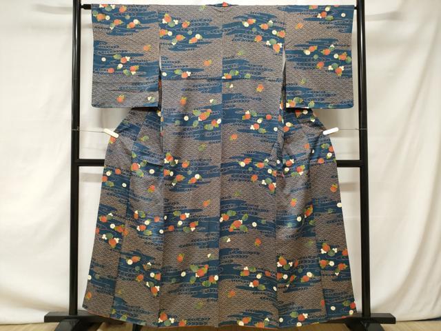 平和屋着物■上質な小紋　青海波花文　金彩　正絹　逸品　CAAZ5412ev