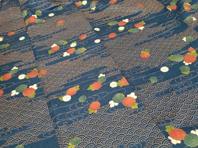平和屋着物■上質な小紋　青海波花文　金彩　正絹　逸品　CAAZ5412ev