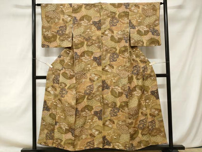 平和屋着物■上質な小紋　流水草花文　暈し染め　金彩　正絹　逸品　CAAZ5429ev