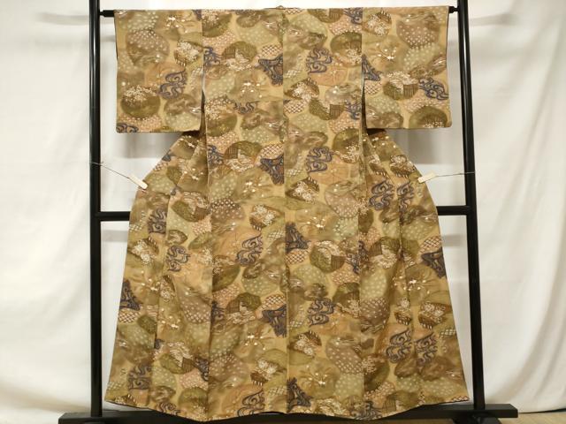 平和屋着物■上質な小紋　流水草花文　暈し染め　金彩　正絹　逸品　CAAZ5429ev