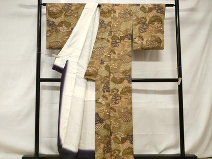 平和屋着物■上質な小紋　流水草花文　暈し染め　金彩　正絹　逸品　CAAZ5429ev