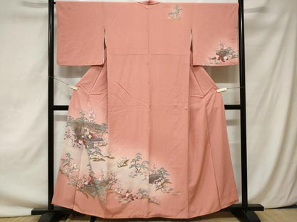 平和屋着物■訪問着　風景花文　暈し染め　金彩　正絹　逸品　CAAZ5476ev