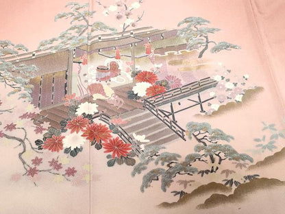 平和屋着物■訪問着　風景花文　暈し染め　金彩　正絹　逸品　CAAZ5476ev