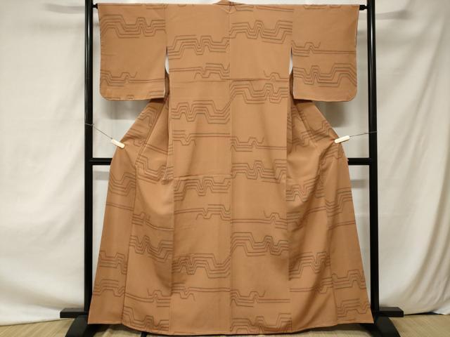 平和屋着物■小紋　横段文　洗える着物　未使用　CAAZ5522ev