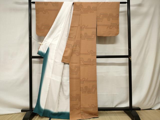 平和屋着物■小紋　横段文　洗える着物　未使用　CAAZ5522ev
