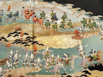 平和屋着物■豪華黒留袖 駒刺繍 萬寿染 大名行列 暈し染め 金彩 正絹 逸品 CAAZ5576ev