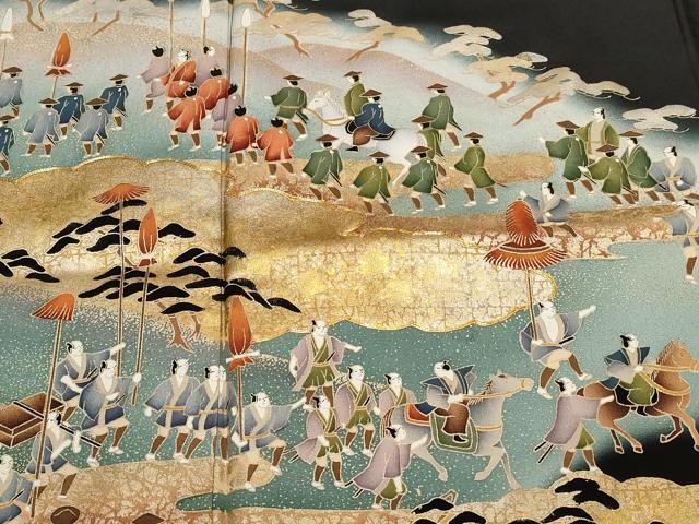 平和屋着物■豪華黒留袖 駒刺繍 萬寿染 大名行列 暈し染め 金彩 正絹 逸品 CAAZ5576ev