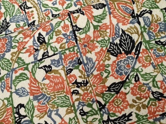 平和屋着物○上質な小紋 型染 幾何学花鳥文 正絹 逸品 DAAZ5077du