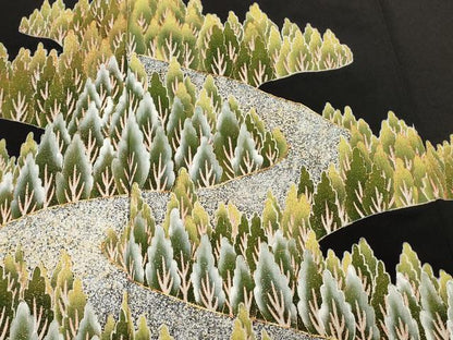 平和屋着物■豪華黒留袖　駒刺繍　樹林文　金銀彩　正絹　逸品　CAAZ5709ev