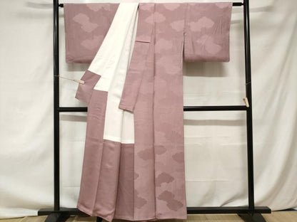 平和屋着物■上質な色無地 雲取り地紋 浅紫色 正絹 逸品 CAAZ5789ev