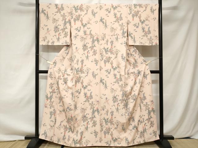 平和屋着物■上質な小紋　陶器花文　金彩　正絹　逸品　CAAZ5791ev