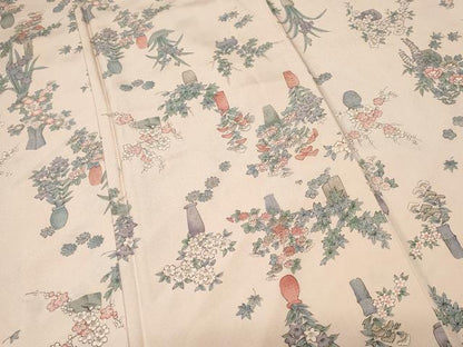 平和屋着物■上質な小紋　陶器花文　金彩　正絹　逸品　CAAZ5791ev