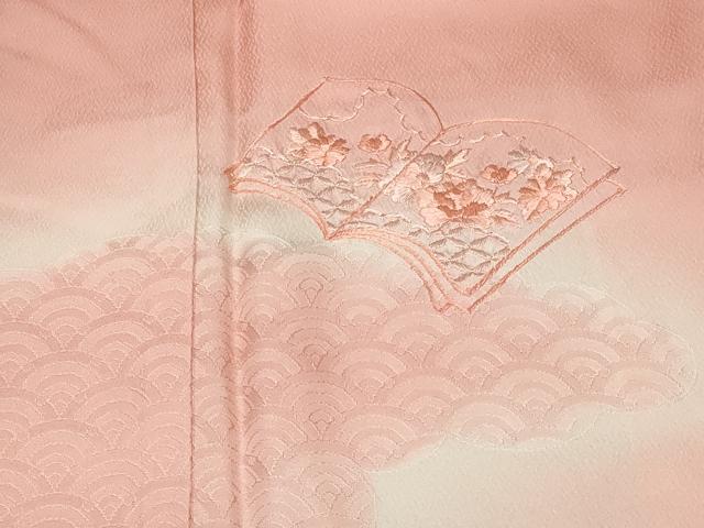 平和屋着物■色留訪問着　総刺繍　冊子花文　青海波文　暈し染め　正絹　逸品　CAAZ5800ev