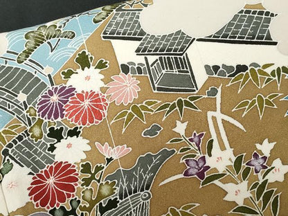 平和屋着物■訪問着　手描き　屏風風景文　十二単　黒地　正絹　逸品　CAAZ5803ev