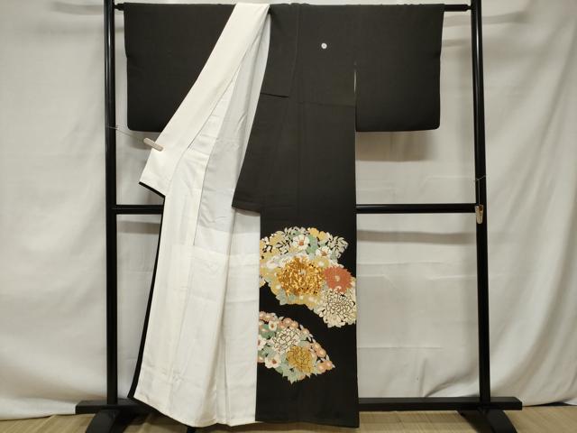 平和屋着物■豪華黒留袖　駒刺繍　椿　乱菊　正絹　逸品　CAAZ5838ev