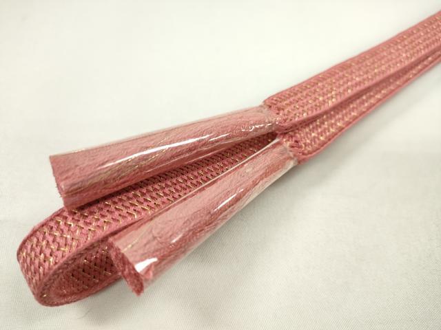 平和屋着物●和装小物 帯締め・帯揚げセット 地紙花文 金彩 真朱色 逸品 未使用 CAAZ6042ju