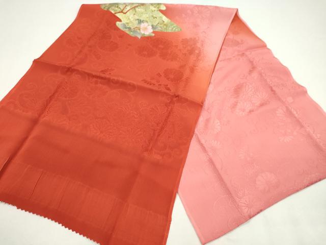 平和屋着物●和装小物 帯締め・帯揚げセット 振袖用 枝花吉祥文 暈し染め 金彩 丸組 逸品 未使用 CAAZ6044ju