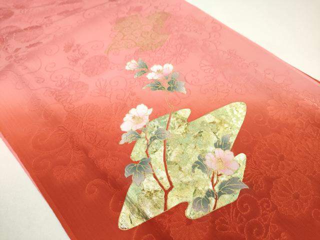 平和屋本店●和装小物　帯締め・帯揚げセット　振袖用　丸ぐけ　色紙花文　暈し　金糸　金彩　撚り房　逸品　AABF9372ay 平和屋本店○和装小物 帯締め・帯揚げセット 高麗組 霞文 金糸 暈し