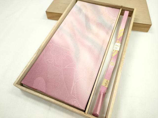 平和屋着物●和装小物　帯締め・帯揚げセット　流水枝花文　暈し染め　丹後ちりめん　高麗組　金糸　逸品　未使用　CAAZ6052ju