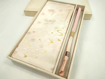 平和屋着物●和装小物　帯締め・帯揚げセット　流水松花文　暈し染め　逸品　未使用　CAAZ6069ju