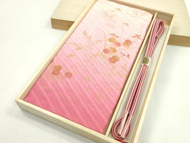 平和屋着物●和装小物 帯締め・帯揚げセット 草花文 暈し染め 金彩 奈良組 逸品 未使用 CAAZ6072ju