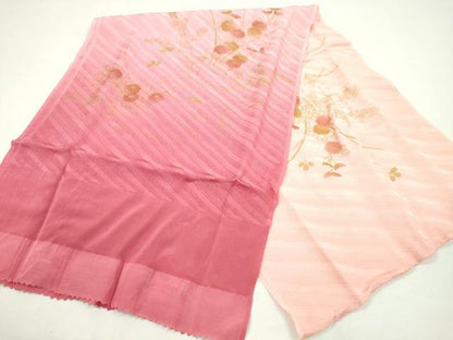 平和屋着物●和装小物 帯締め・帯揚げセット 草花文 暈し染め 金彩 奈良組 逸品 未使用 CAAZ6072ju