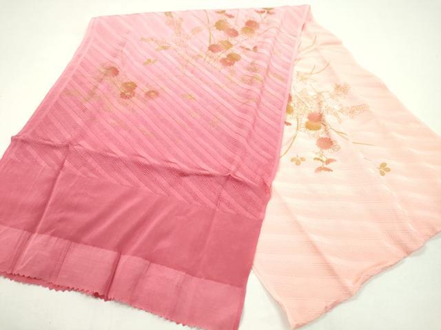 平和屋着物●和装小物 帯締め・帯揚げセット 草花文 暈し染め 金彩 奈良組 逸品 未使用 CAAZ6072ju