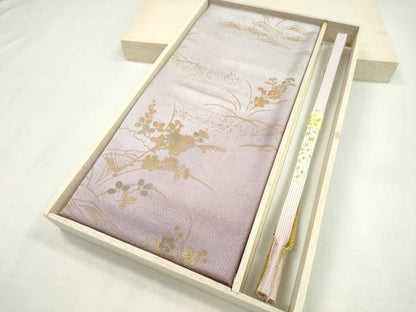 平和屋着物●和装小物 帯締め・帯揚げセット 扇草花文 暈し染め 金彩 高麗組 逸品 未使用 CAAZ6075ju
