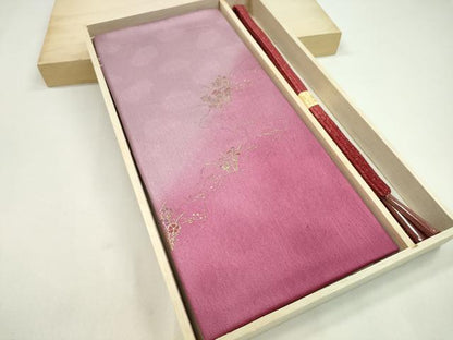 平和屋着物●和装小物 帯締め・帯揚げセット 道長草花文 暈し染め 金彩 逸品 未使用 CAAZ6076ju