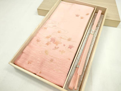平和屋着物●和装小物 帯締め・帯揚げセット 流水花文 暈し染め 金彩 ラメ糸 逸品 未使用 CAAZ6084ju